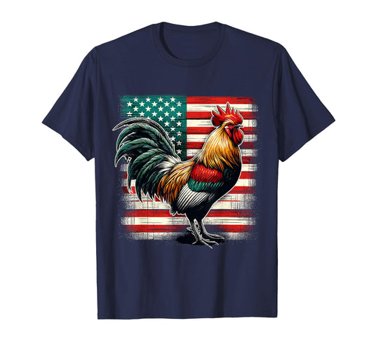 Patriotic Rooster USA Flag Chicken Farmer T-Shirt