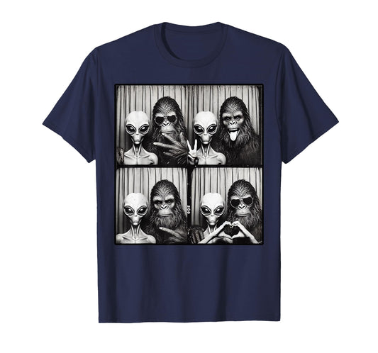 Funny Photobooth Sasquatch UFO Bigfoot And Alien Photobooth T-Shirt