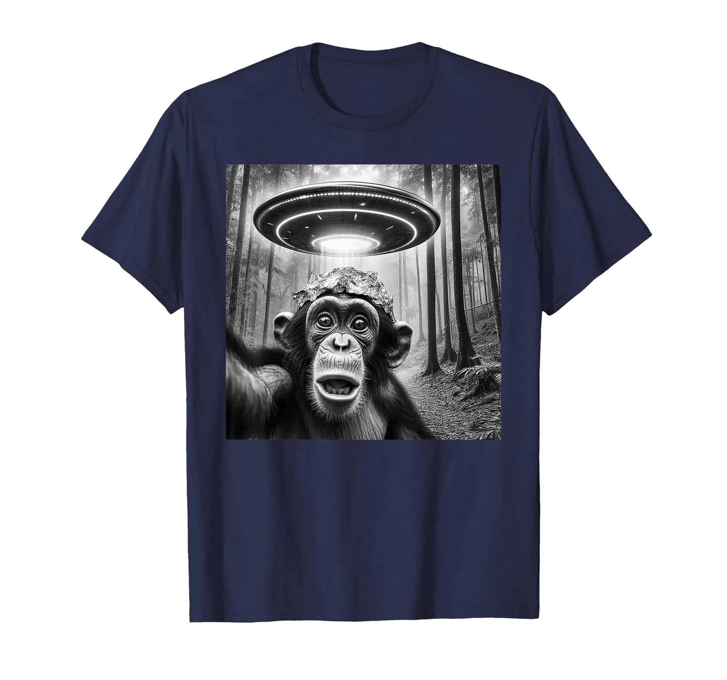 Funny Alien Abduction Meme UFO Monkey Encounter Ape Selfie T-Shirt