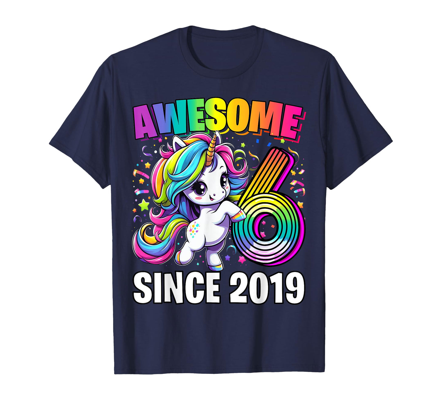 Unicorn 6th Birthday 6 Year Old Unicorn Party Girls Outfit T-Shirt