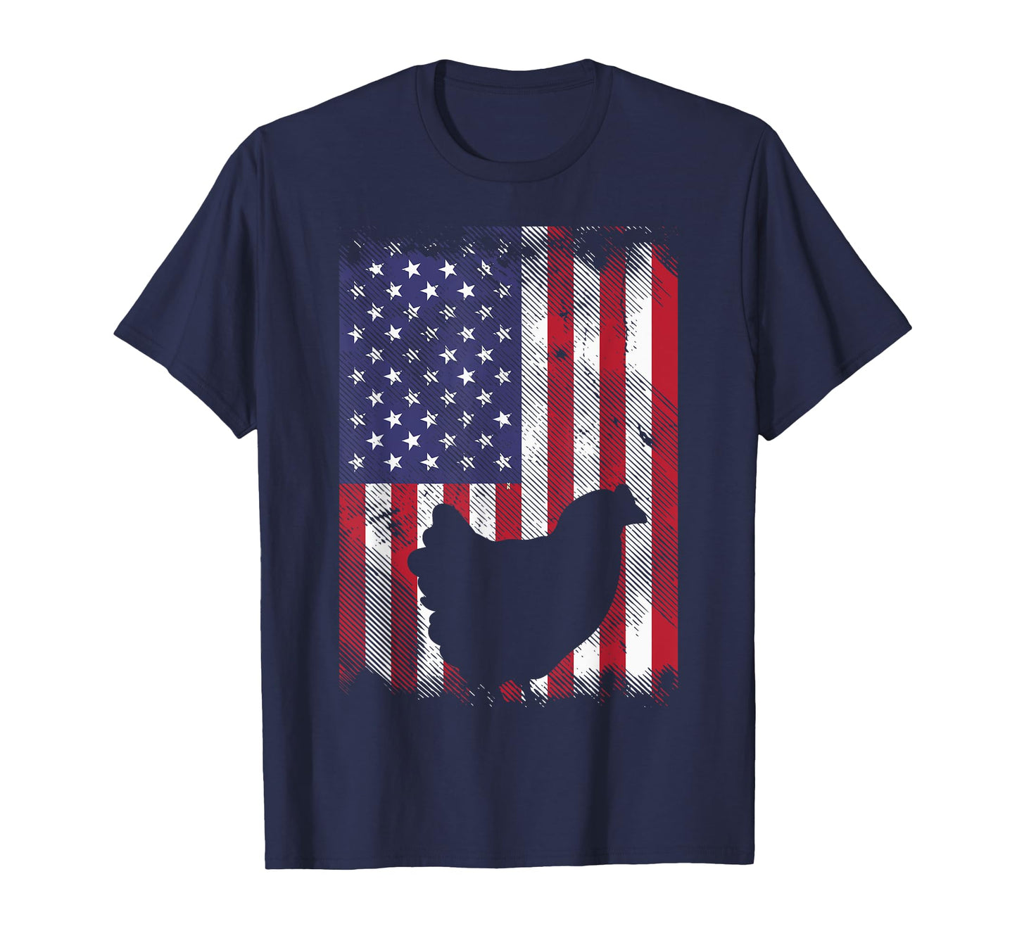 US Flag Chicken Vintage Farming Animal Patriotic Farmer Gift T-Shirt