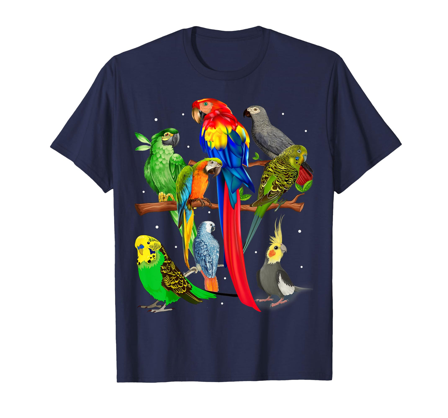 Macaw, Cockatoo, African Grey, Budgie - Parrot Flock T-Shirt