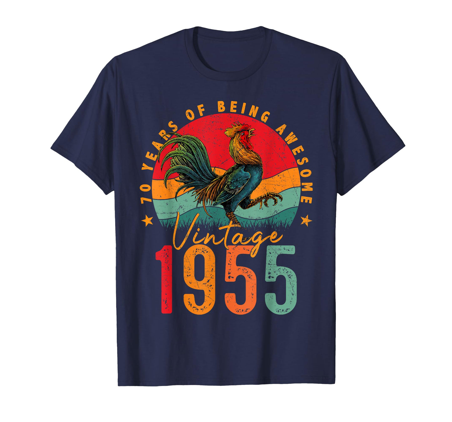 70 Year Old Gifts Vintage 1955 Chicken 70th Birthday Mens T-Shirt