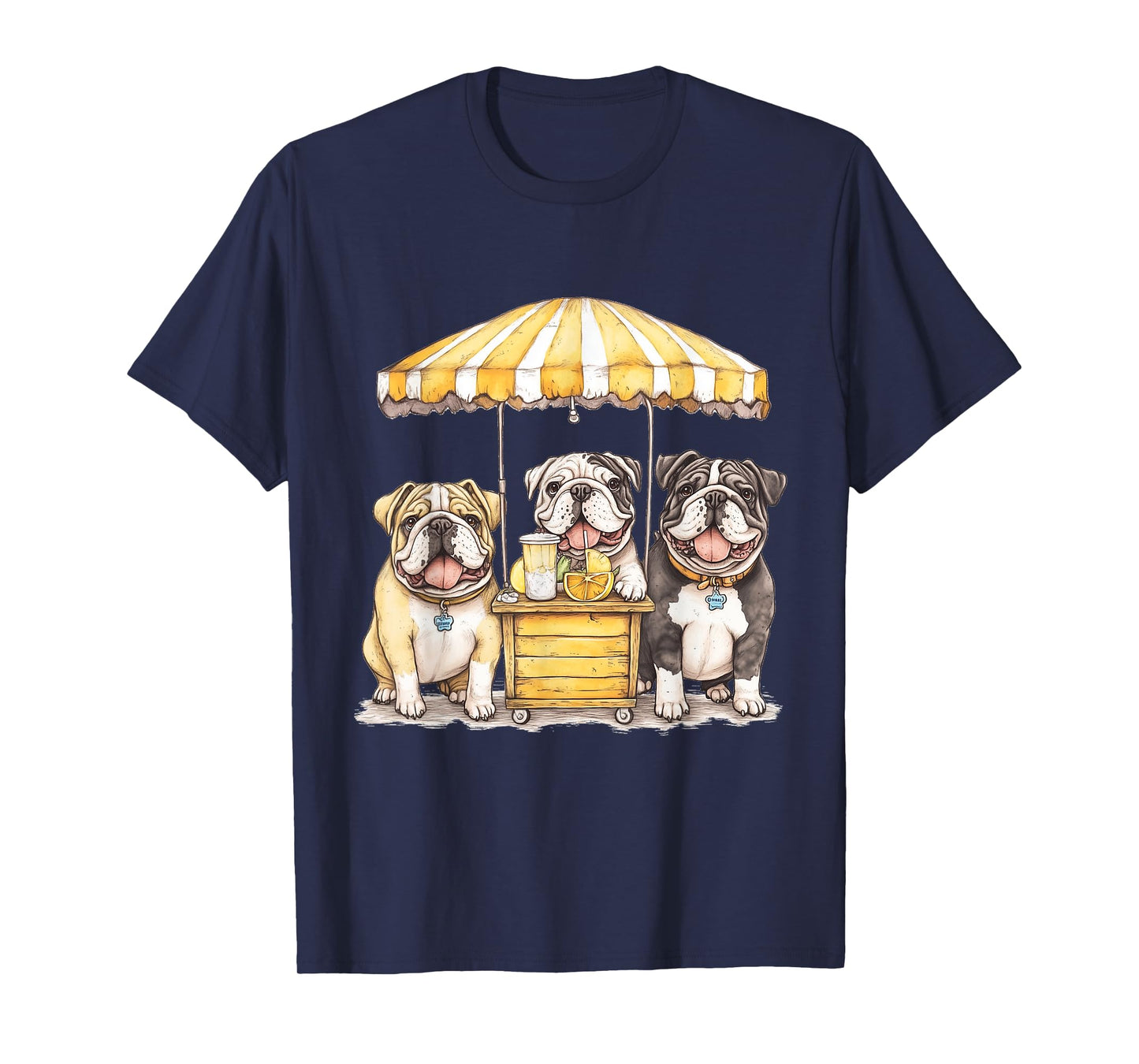 Cute English Bulldogs Running A Lemonade Stand Funny Dogs T-Shirt