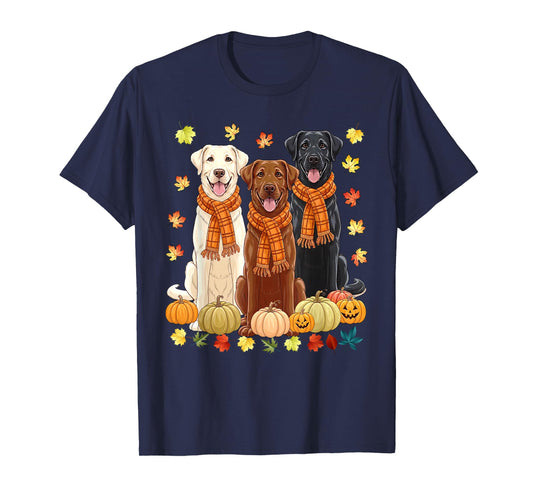 Fall Autumn Pumpkin Labrador Retriever Thanksgiving Dog Mom T-Shirt