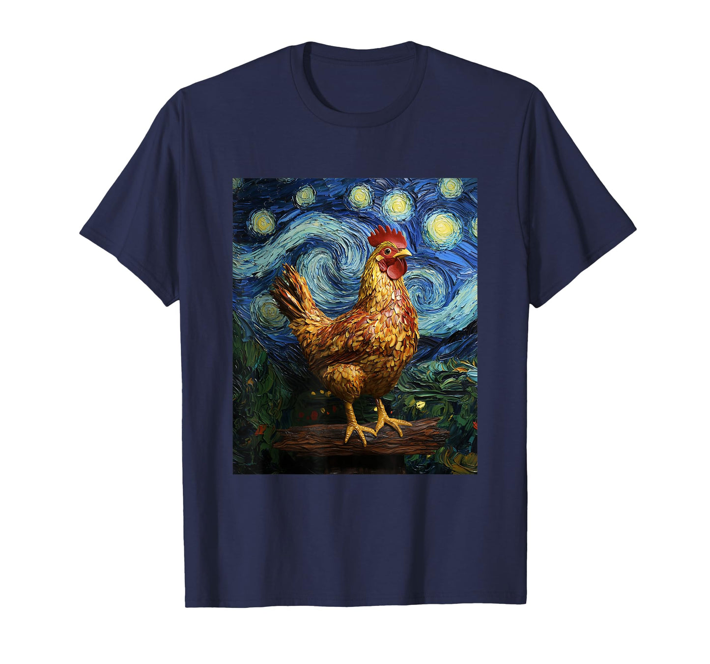 Funny Chicken - Van Gogh Style - Starry Night Graphic T-Shirt
