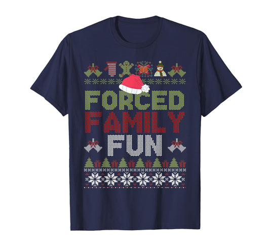Funny Santa Hat Forced Family-Fun Sarcastic Christmas Pajama T-Shirt