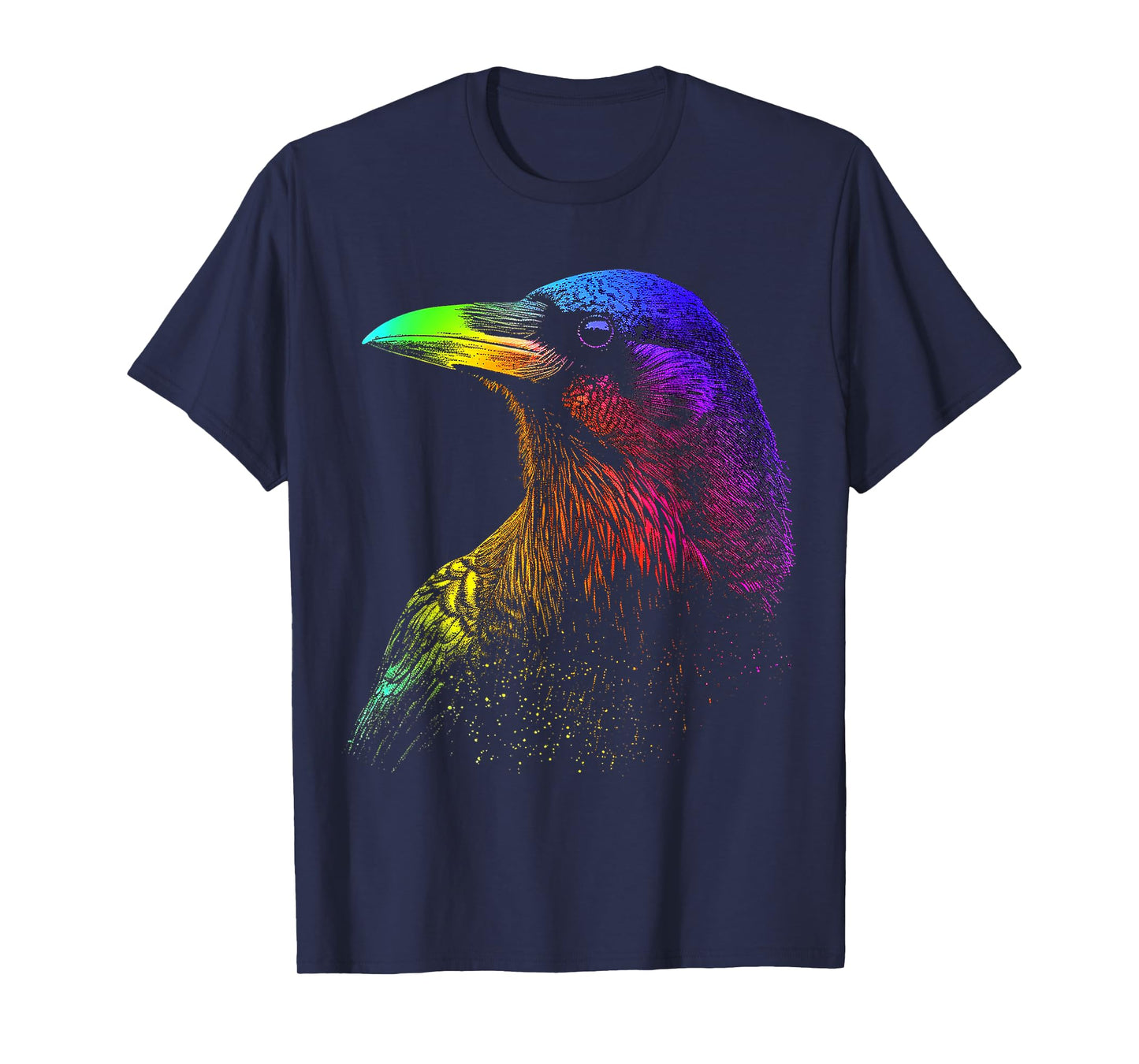 Raven Colorful Bird Art Animal Drawing Graphic Raven T-Shirt