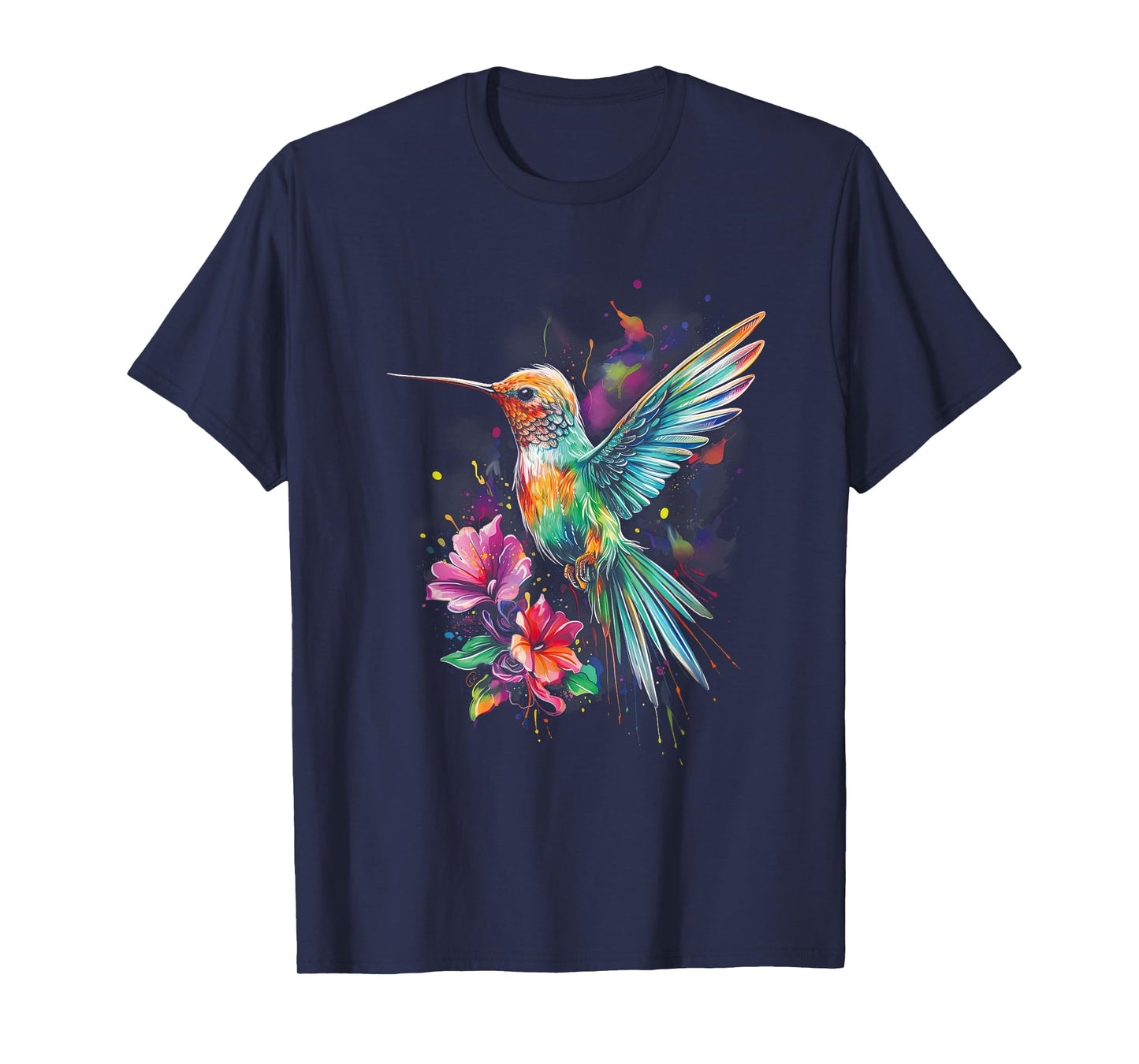 Hummingbird Floral Bird Artwork T-Shirt