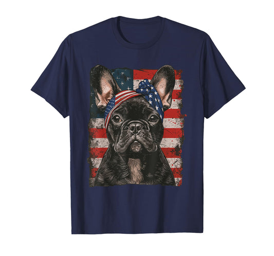 French Bulldog Patriotic 4th Of July USA American Flag Women Men T-Shirt