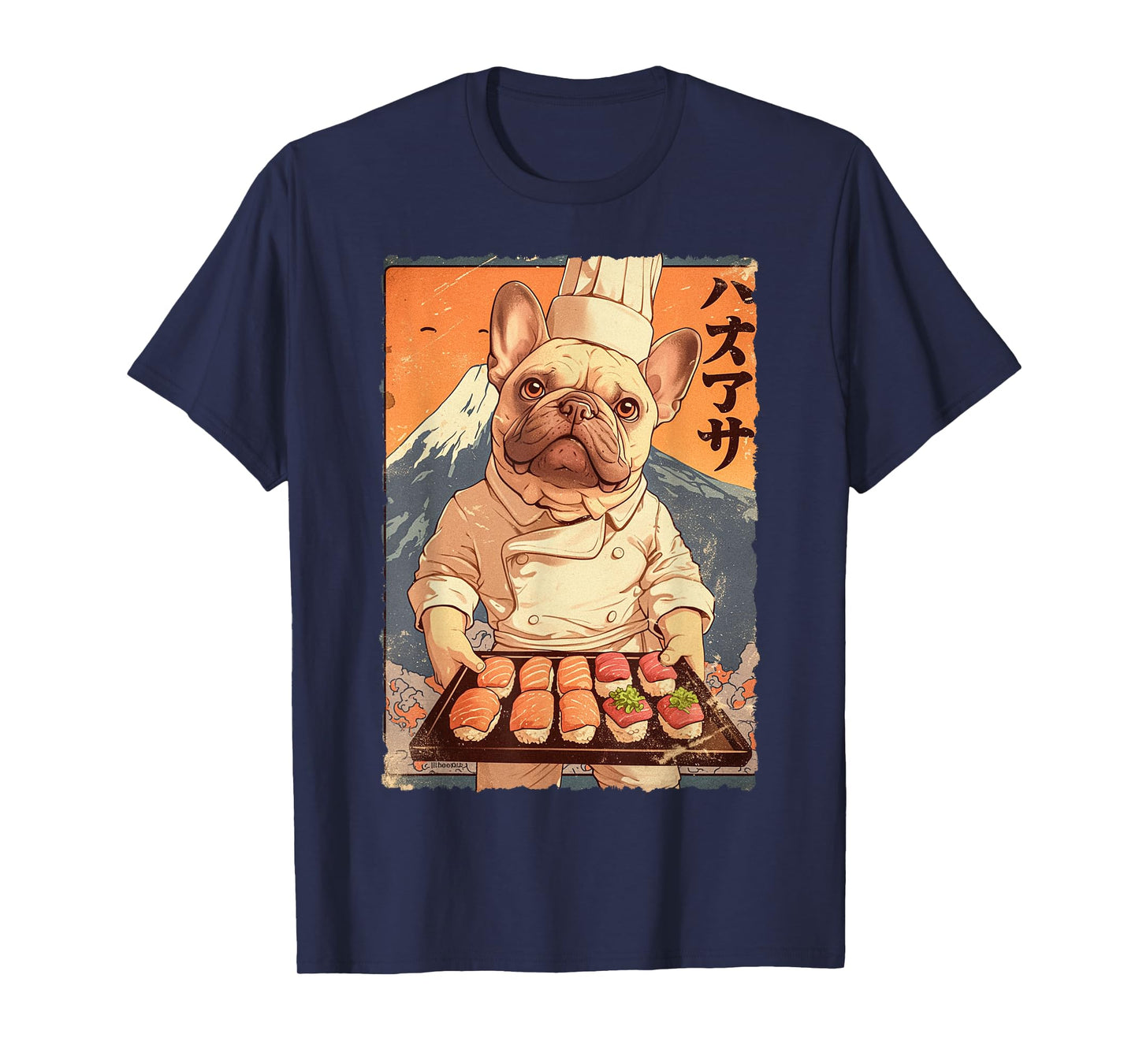 Cute Japanese Food Anime Art French Bulldog Sushi Chef Otaku T-Shirt for Men Women Kids