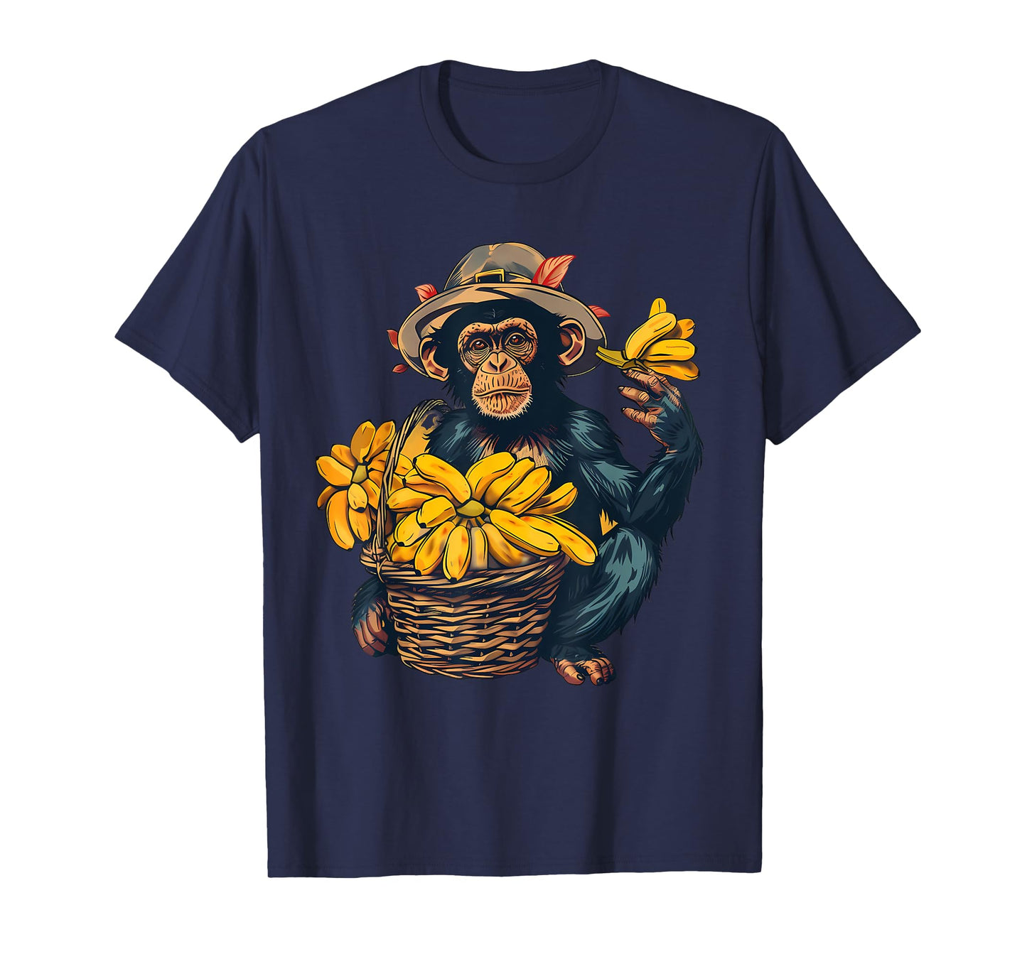 Banana Monkey Farmer Drawing Artwork Banana Fruit T-Shirt