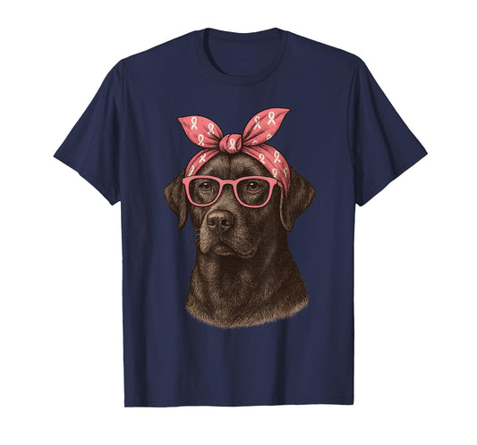 Labrador Retriever Breast Cancer Awareness Pink Ribbon T-Shirt