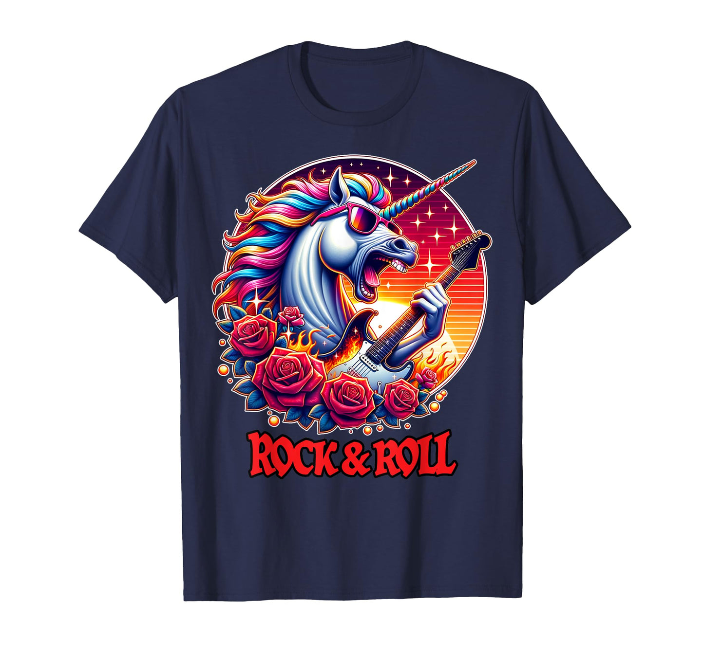 Unicorn Playing Guitar Rock and Roll Rock Star For Men Women T-Shirt