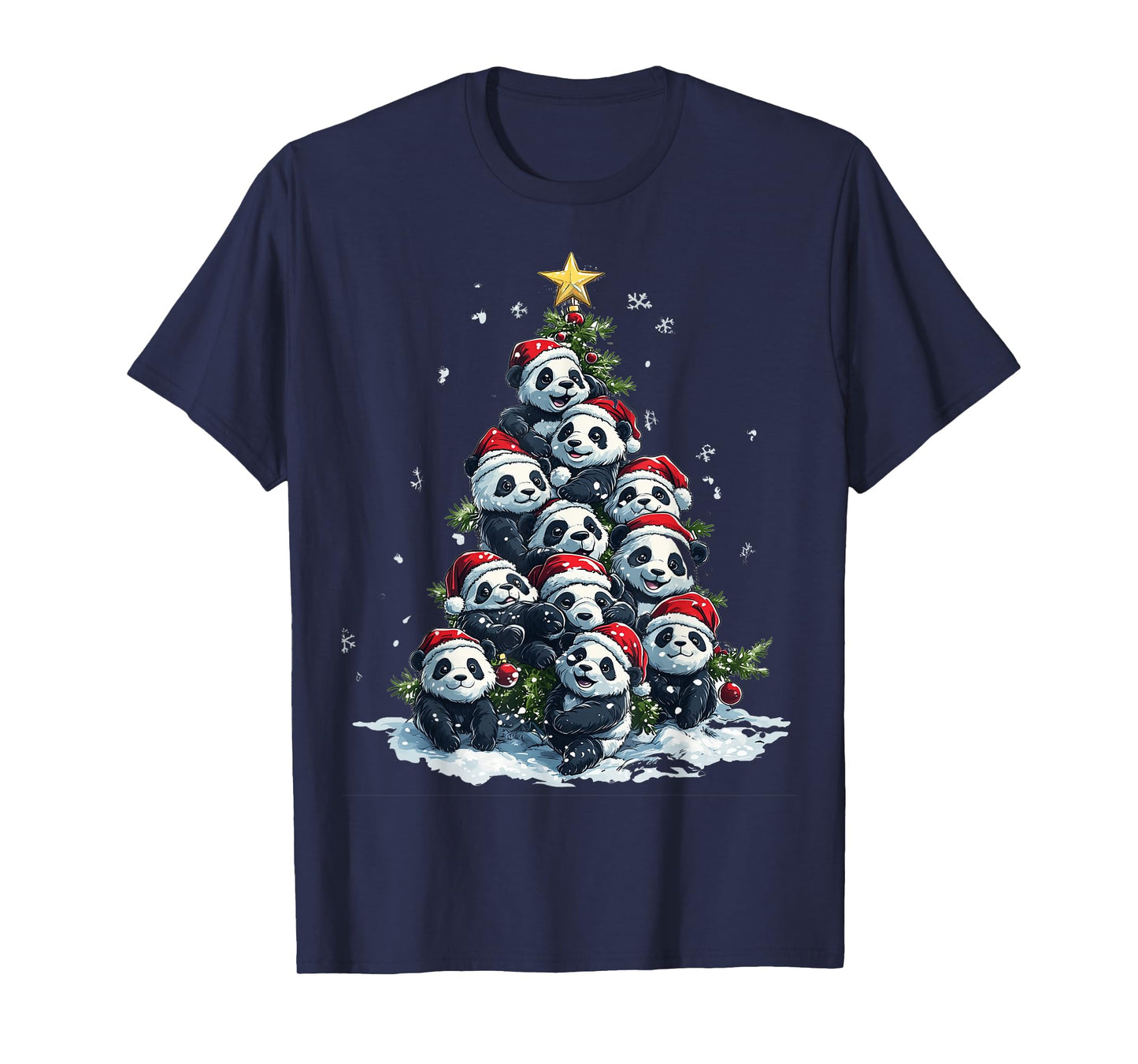 Funny Panda Christmas Tree Xmas Panda Lover Kids Boys Girls T-Shirt