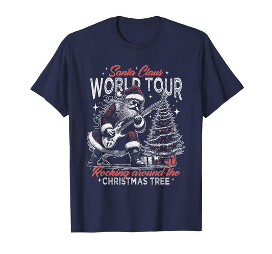 Santa Claus World Tour Rocking Around The Christmas Tree T-Shirt
