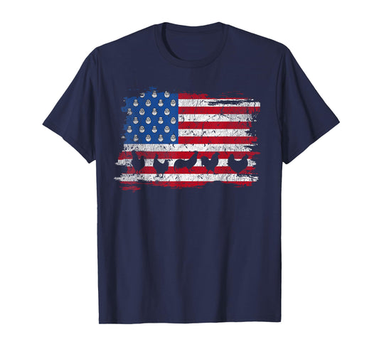 American Flag Chicken 4th Of July Farmer Farming Patriotic T-Shirt