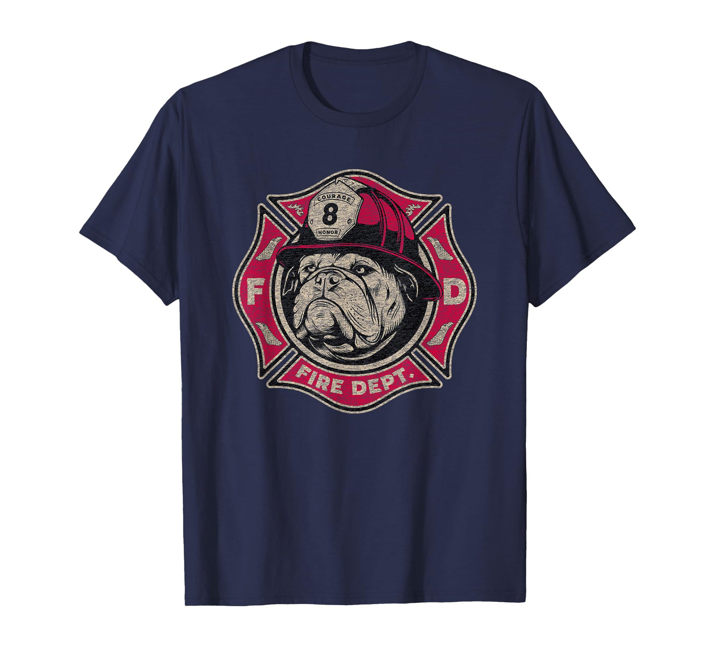 Fire Department Firefighter Fireman Bulldog Vintage Graphic T-Shirt
