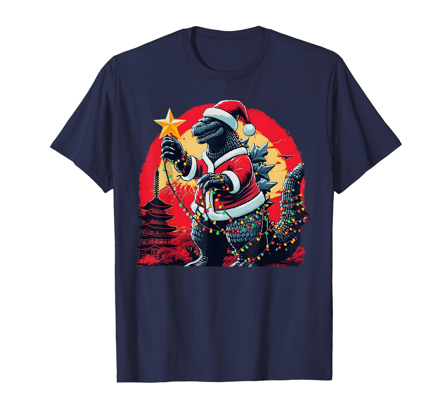 Xmas Christmas Santazilla Funny Holiday Monster Dinosaur T-Shirt
