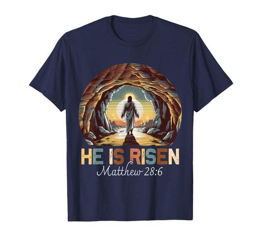 Easter Christian He Is Risen Jesus Empty Tomb Men Women Kids T-Shirt