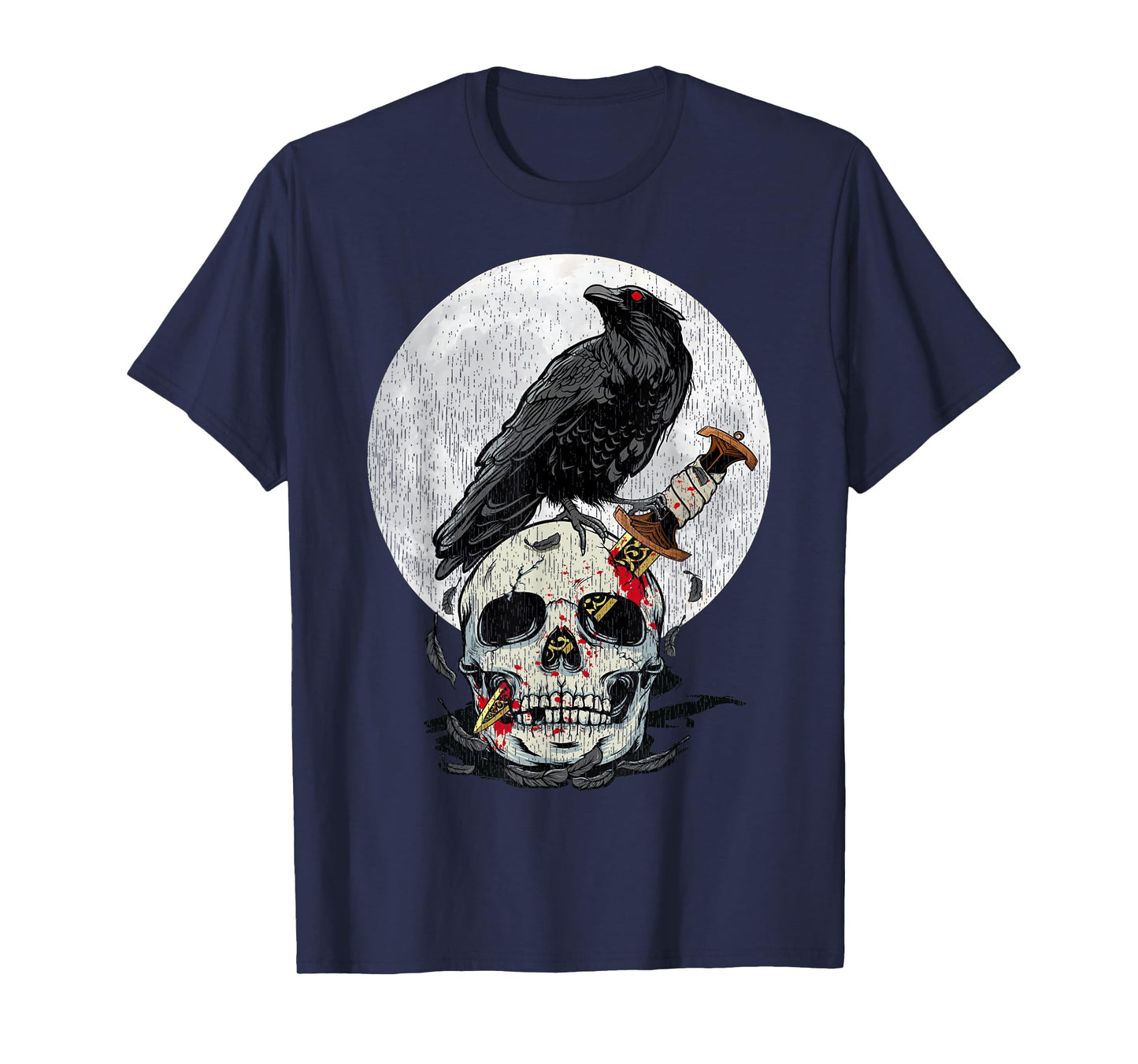 Bird Lover Vintage Crow Skull Moon Raven Gothic T-Shirt