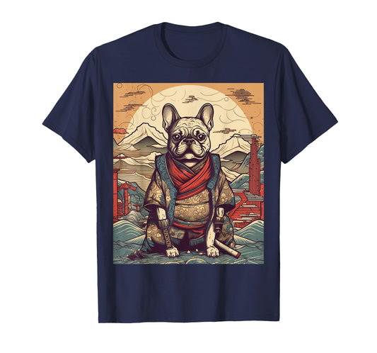 Vintage Japanese Art Samurai French Bulldog T-Shirt