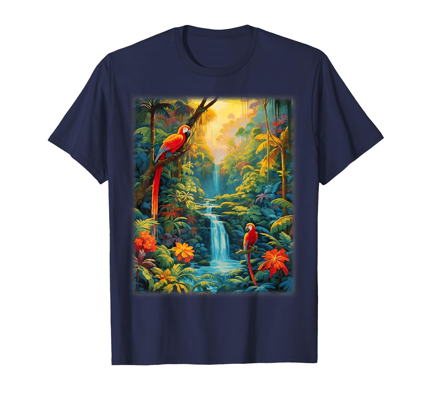 Colorful Parrots Rain Forest Jungle Macaw Parrot Men Women T-Shirt