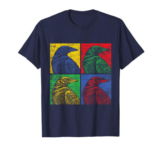 Crow Pop Art T-Shirt Vintage Raven Bird Lover T-Shirt