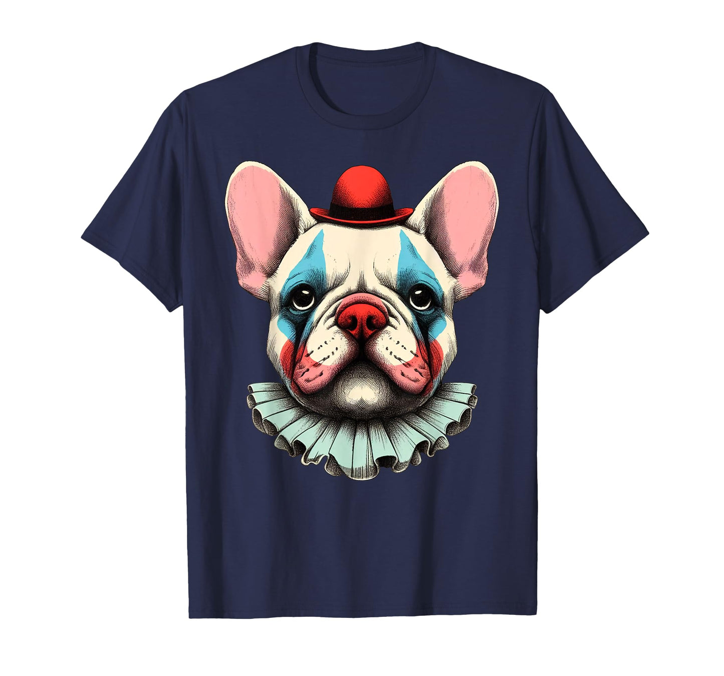 Cute Spooky French Bulldog Clown Halloween Funny Frenchie Men Women Kids T-Shirt