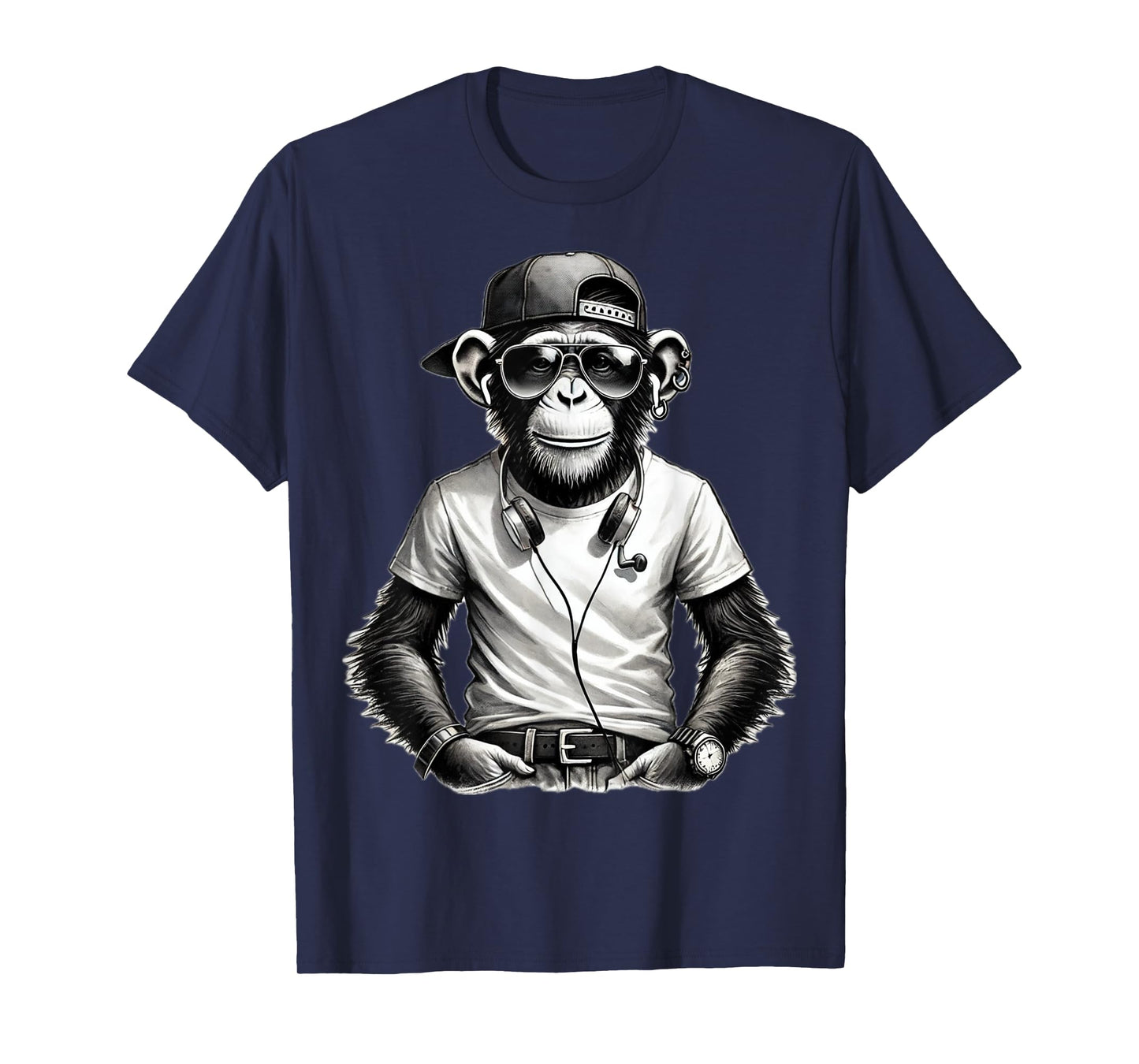 Mens Monkey Safari Sunglasses Print Tops Cartoon Print T-Shirt