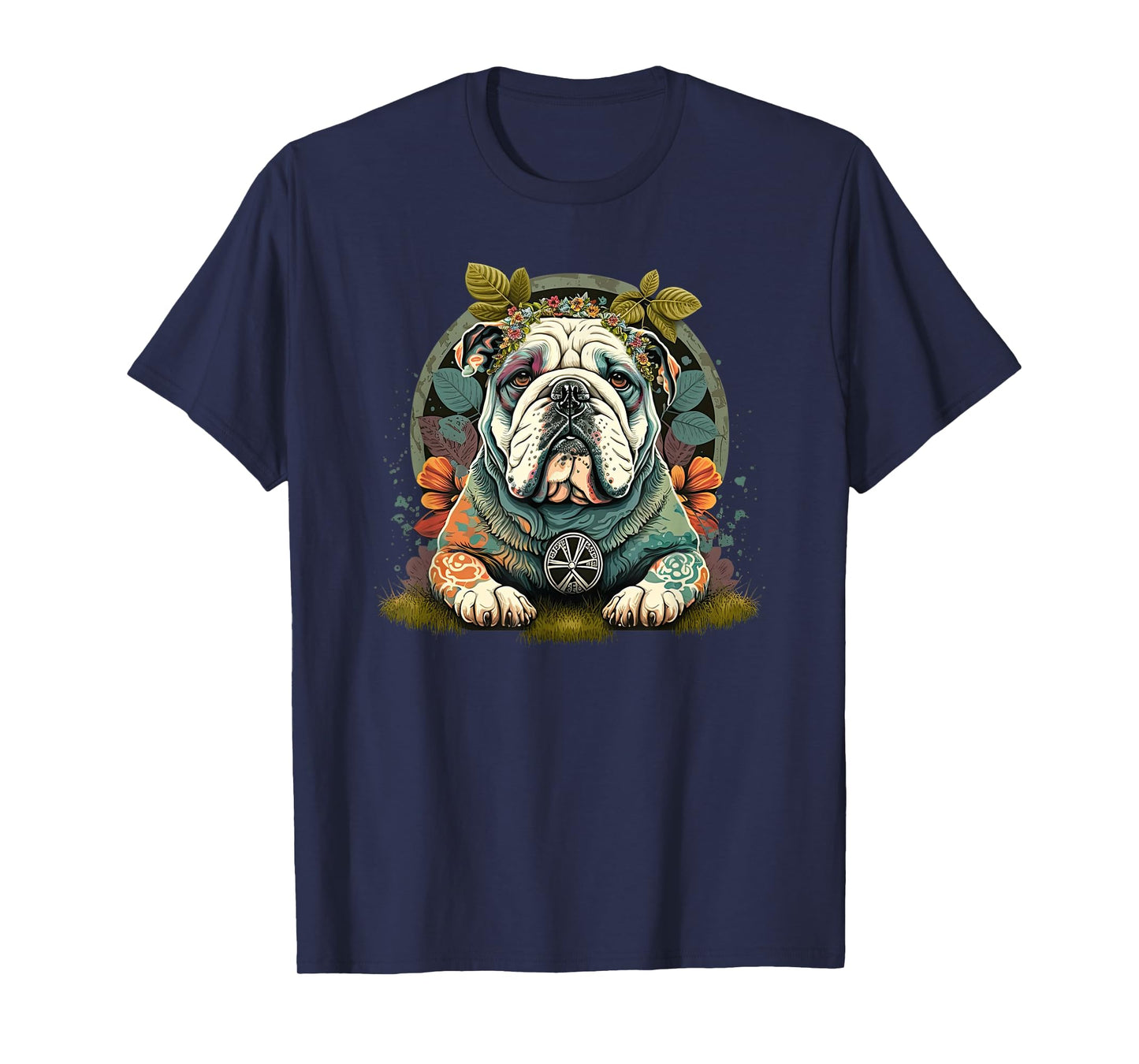 Funny Bulldog Dog Hippie T-Shirt