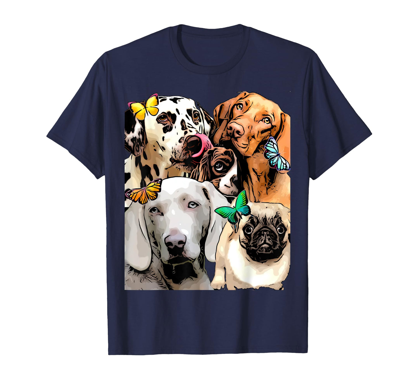 Cute Funny Dogs and Butterflies Graphic Trending Prints T-Shirt