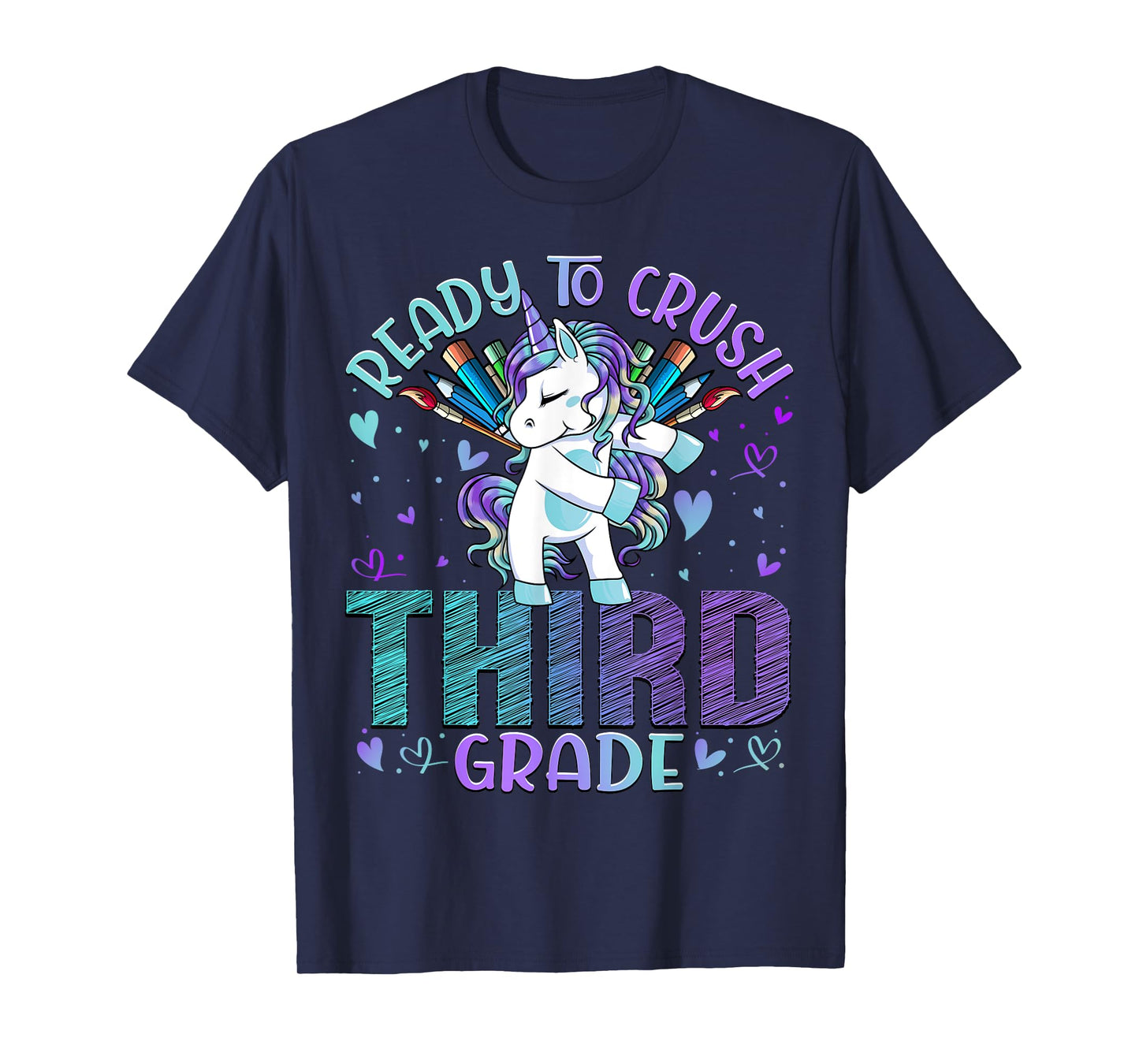 Ready to Crush Third 3rd Grade Back To School Unicorn Kids T-Shirt