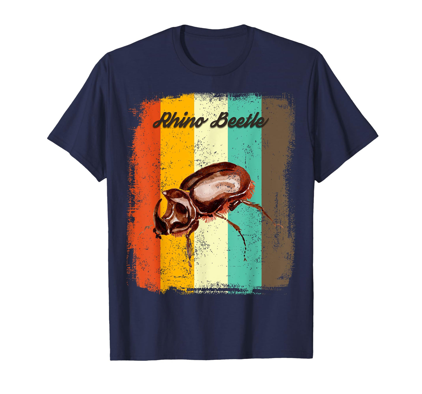 Rhino Beetle Dynastinae Retro 70s Vintage Insect Lover Art T-Shirt