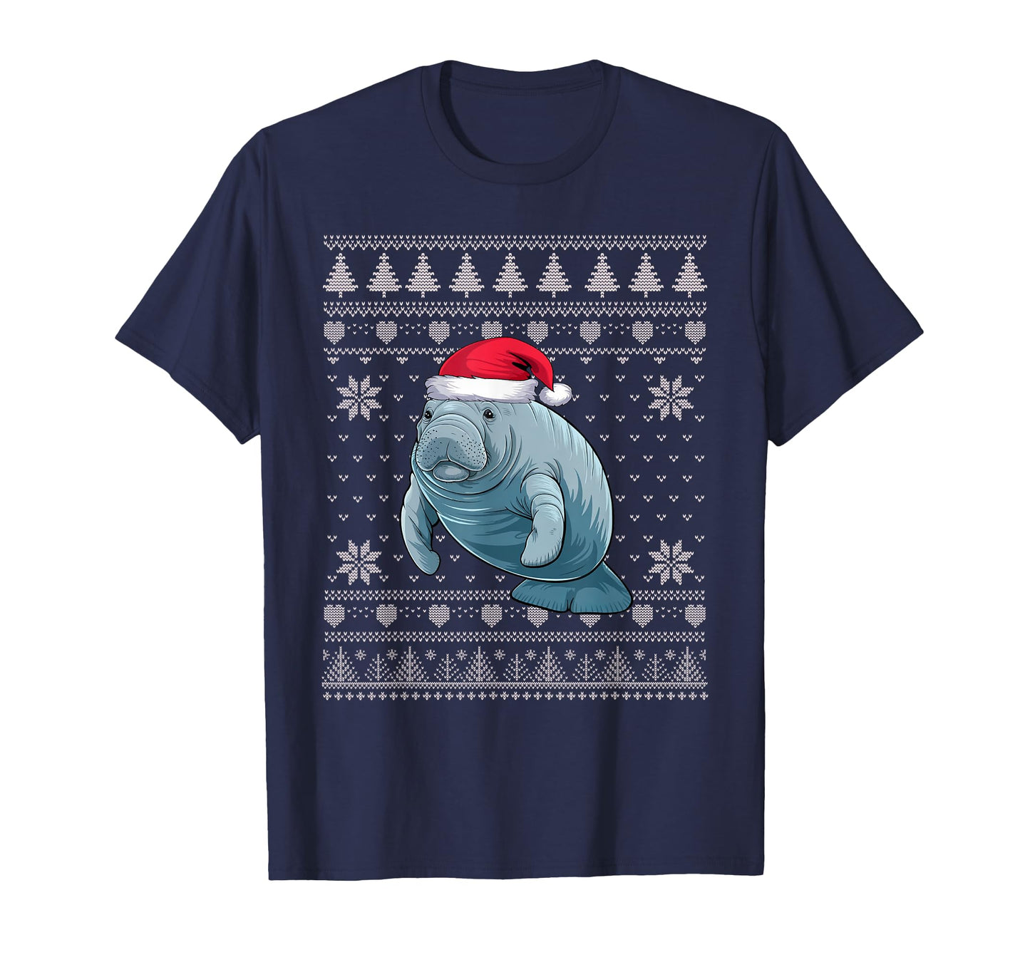 Funny Manatee Ugly Christmas Sweater Santa Xmas PJs T-Shirt