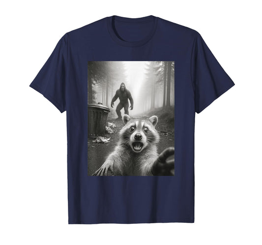 Funny Raccoon Selfie Bigfoot Graphic Tee For Men Women T-Shirt