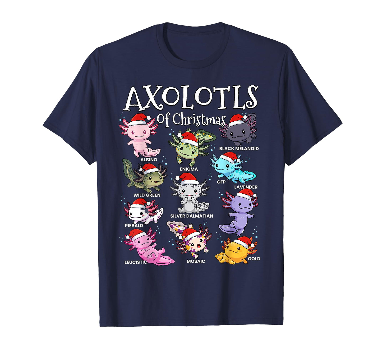 Axolotls of Christmas Kawaii Cool Graphic for Boys Girls T-Shirt