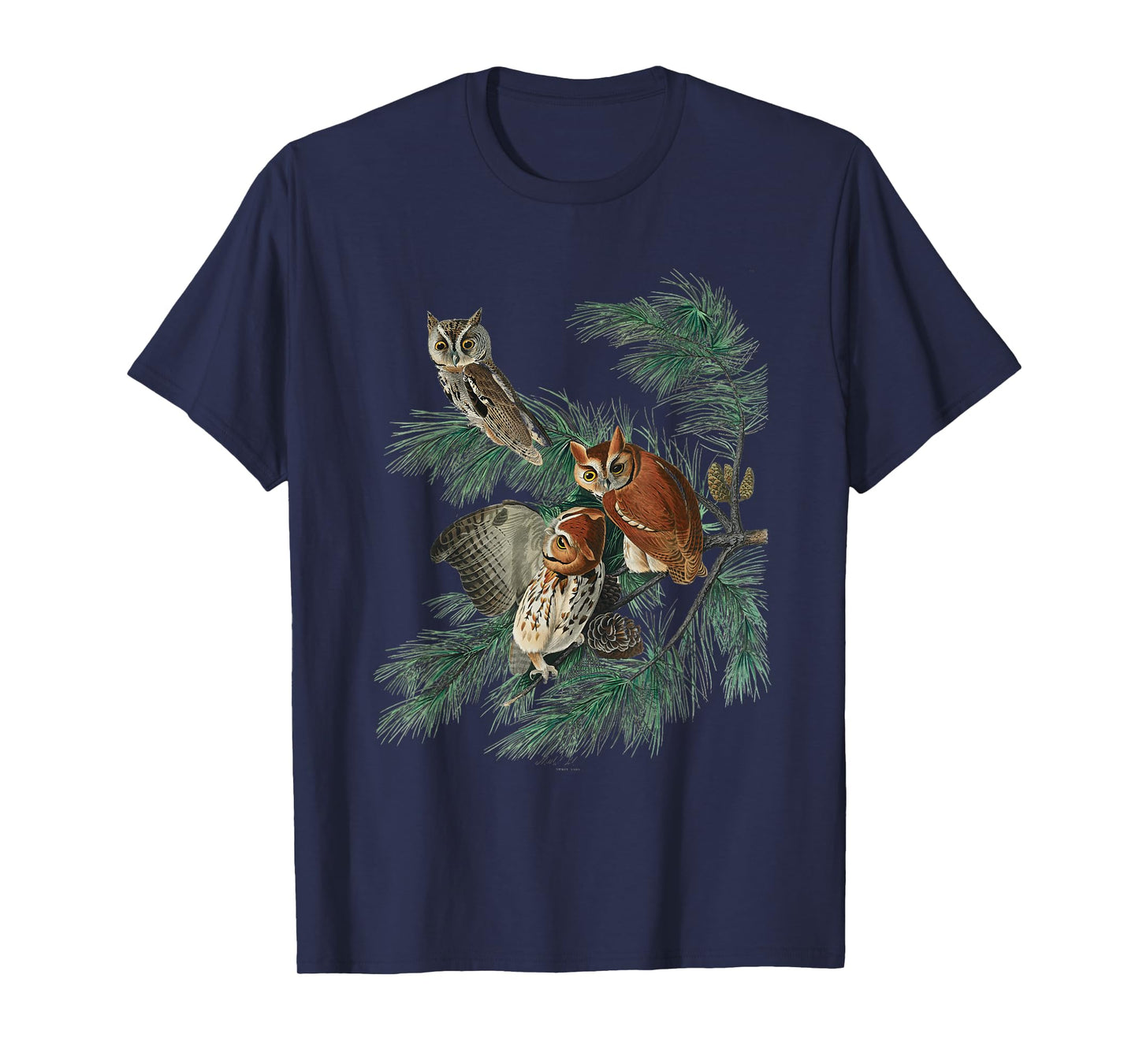 Vintage Little Screech Owl Bird Illustration For Men & Women T-Shirt
