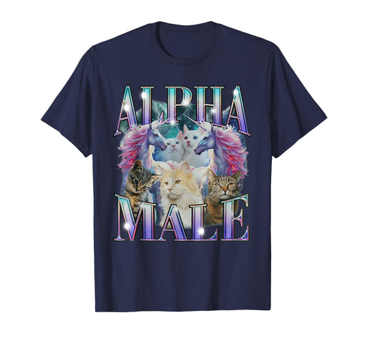 Alpha Male Unicorn Cat Ironic Vintage Bootleg T-Shirt