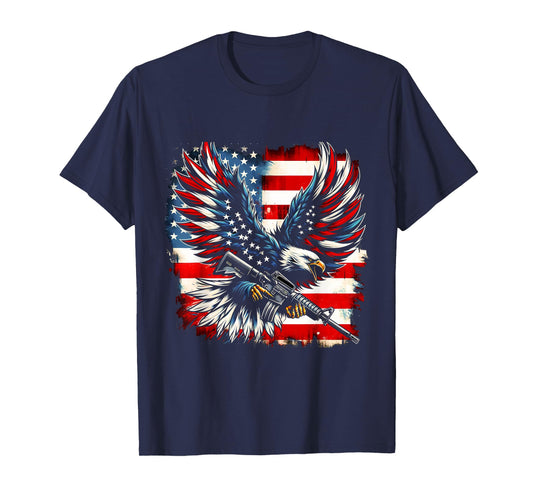 American Flag Eagle with Rifle T-Shirt