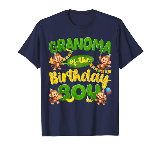 Grandma Of The Birthday Boy Monkey Family Matching Party T-Shirt