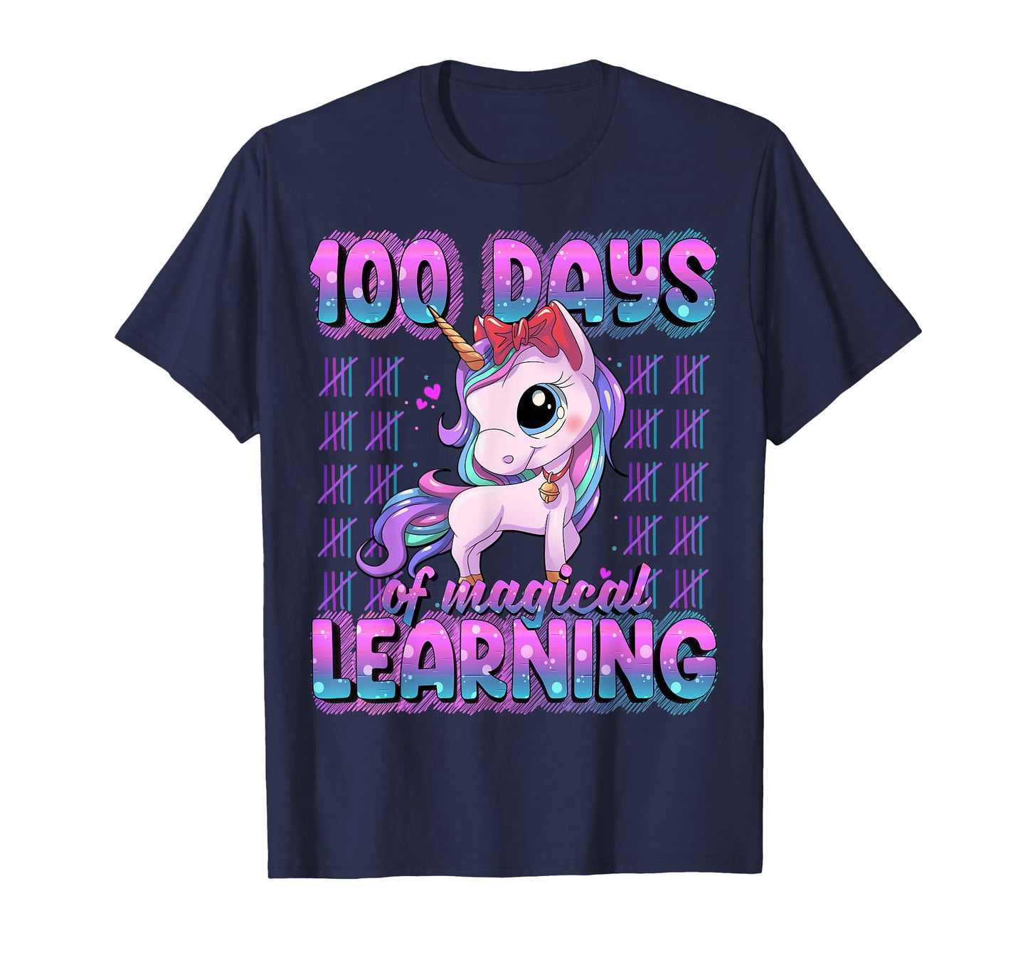 100 Magical Day of School Unicorn Shirts 100 Days Smarter Unisex-Kids T-Shirt Black Small