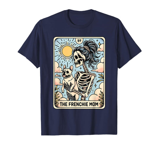 Vintage The Frenchie Mom Tarot Card Bulldog Skeleton Mothers T-Shirt