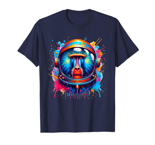 Astronaut Baboon Monkey Colorful T-Shirt