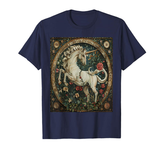 Vintage White Majestic Unicorn Ancient Victorian Style Art T-Shirt