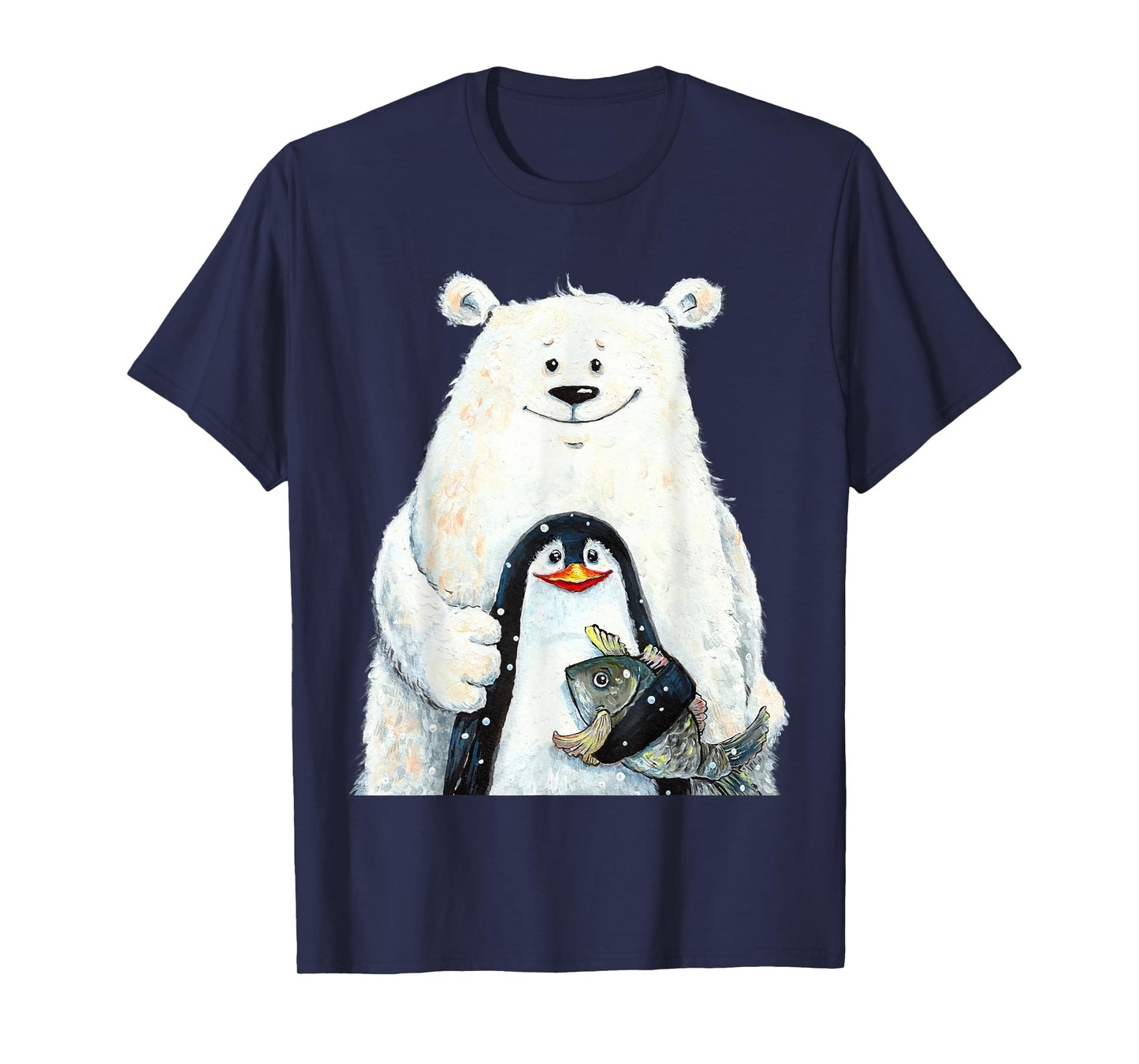 cute Polar bear and penguin bird fish lovers animal friends T-Shirt