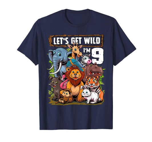 9 Year Old Zoo Birthday Safari Jungle Animals 9th Birthday T-Shirt