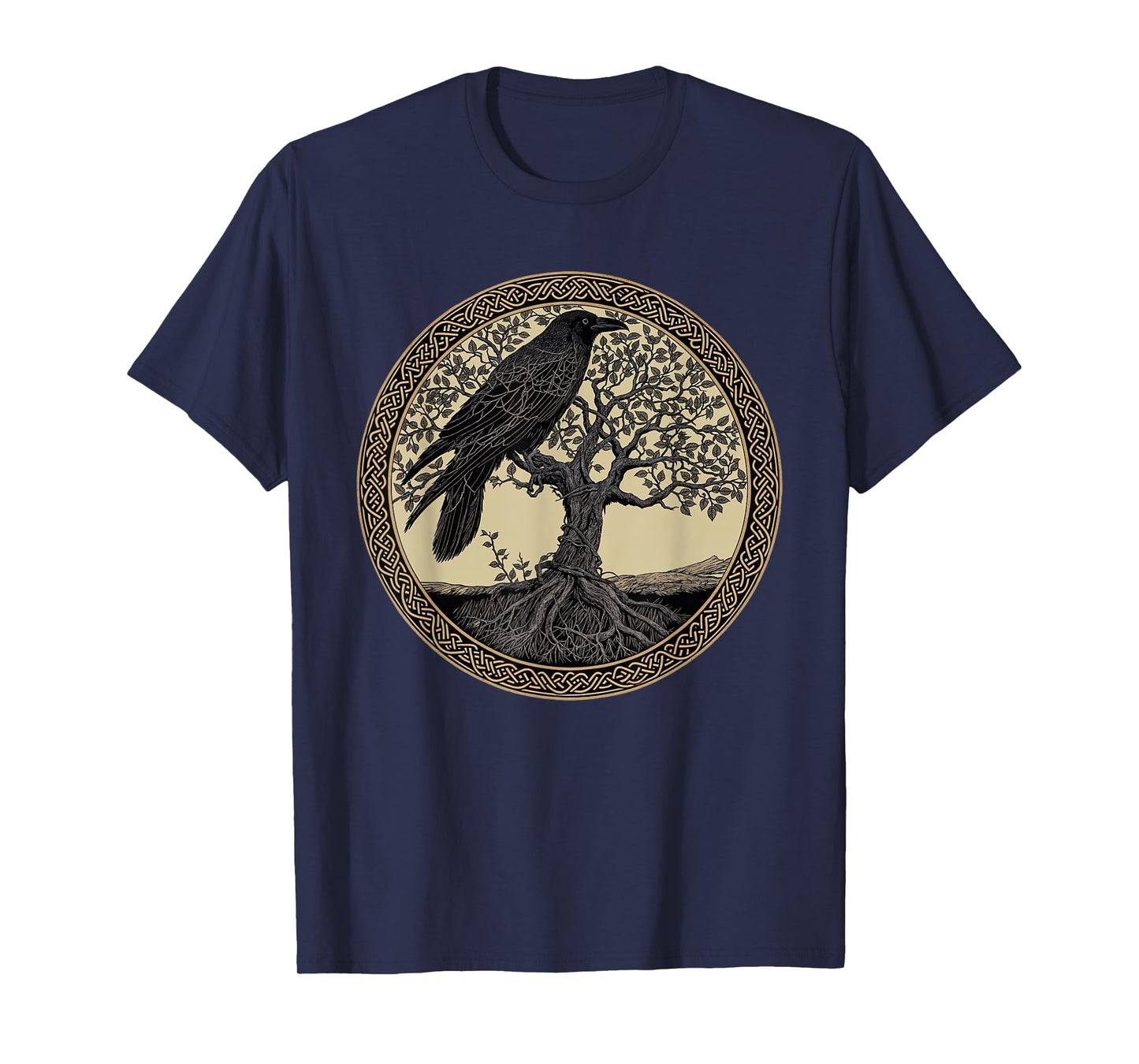 Crow Tree Of Life Celtic Viking Yggdrasil Raven Black Bird T-Shirt
