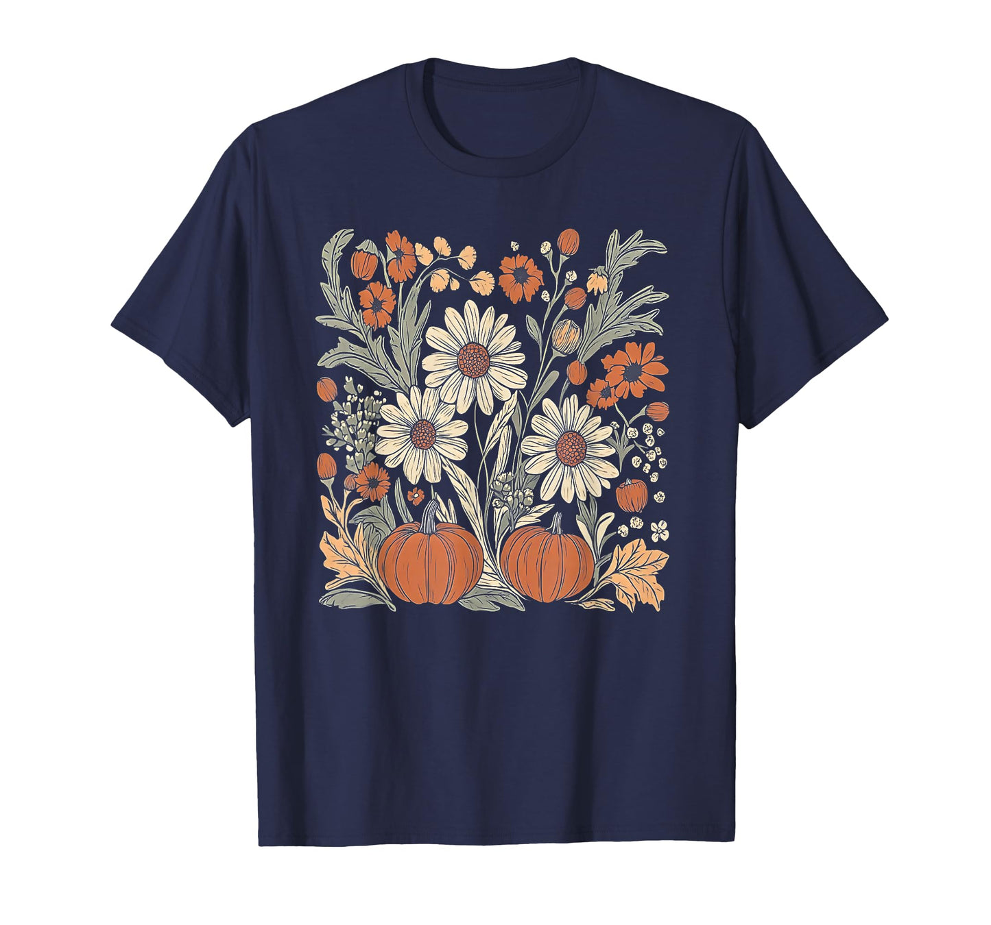 Wildflower Pumpkin Season Autumn Fall Leaves Thanksgiving T-Shirt