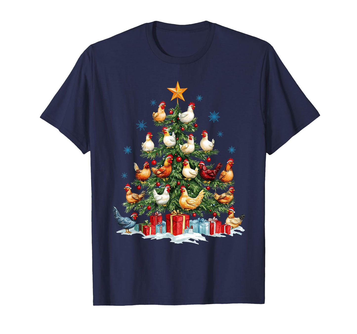 Clucking Chickens Festive Fowl Christmas Tree Ornaments T-Shirt